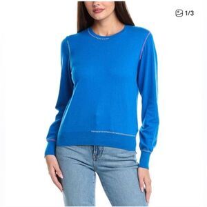 WISPR Winnie by Brodie Cashmere Blue Silk-blend Preppy Sweater Size Small
